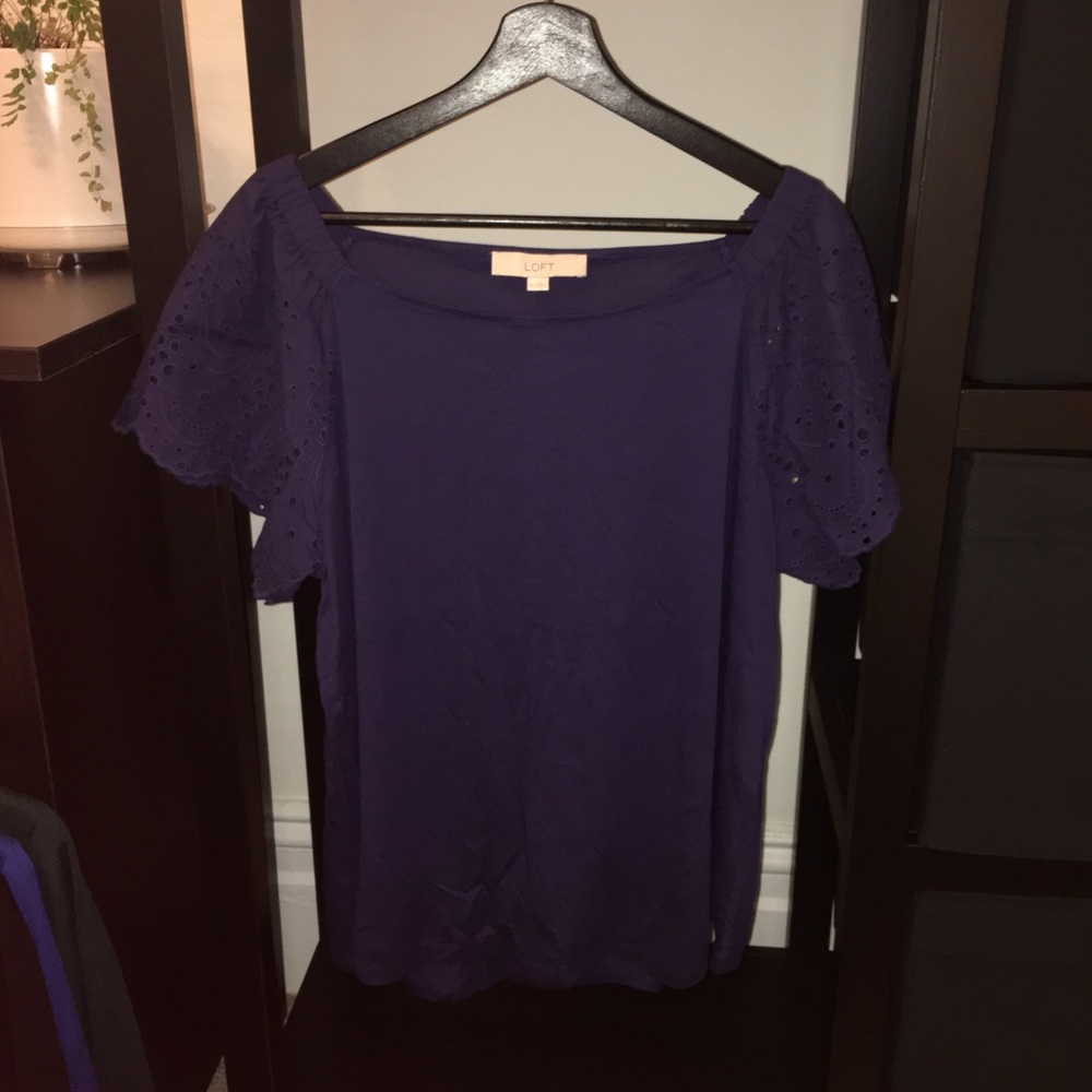 Loft Royal Blue T-shirt with embroidered sleeves